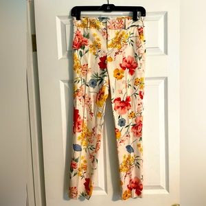 Zara straight leg beautifully tailored floral pants.